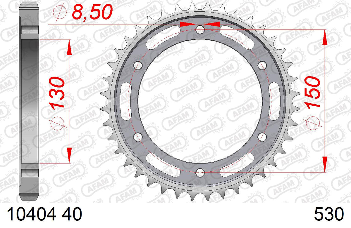 AFAM Tagumine hammasratas 10404-40, 40z, samm 530, teras