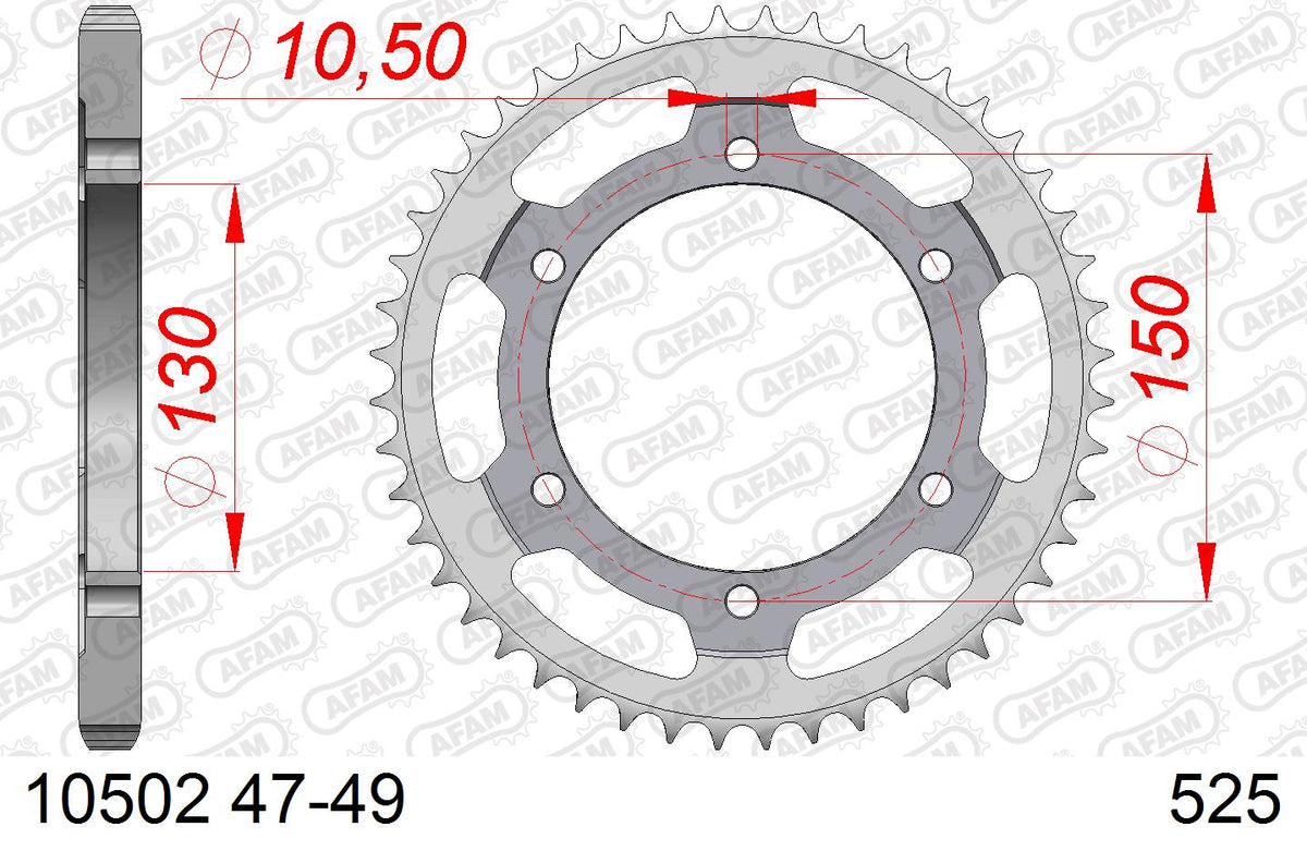 AFAM Tagumine hammasratas 10502-47, 47z, samm 525, teras