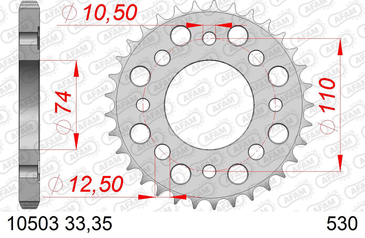 AFAM Tagumine hammasratas 10503-33, 33z, samm 530, teras