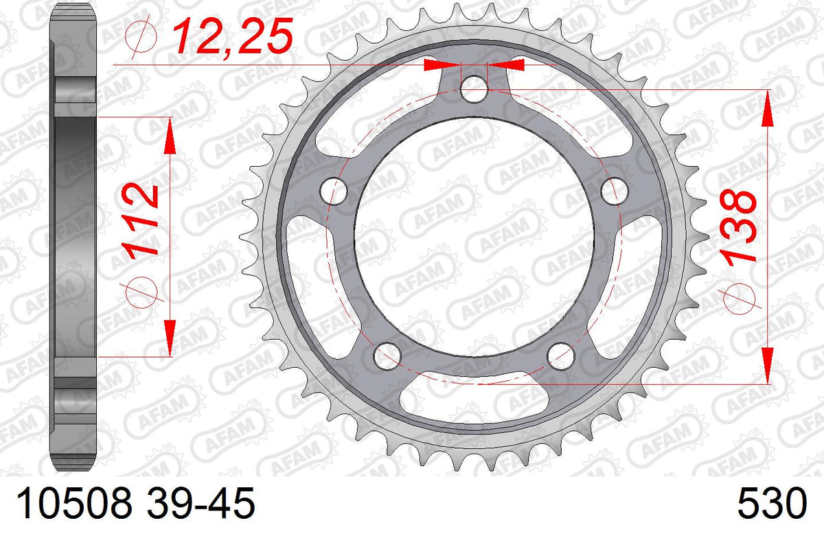 AFAM Tagumine hammasratas 10508-43, 43z, samm 530, teras