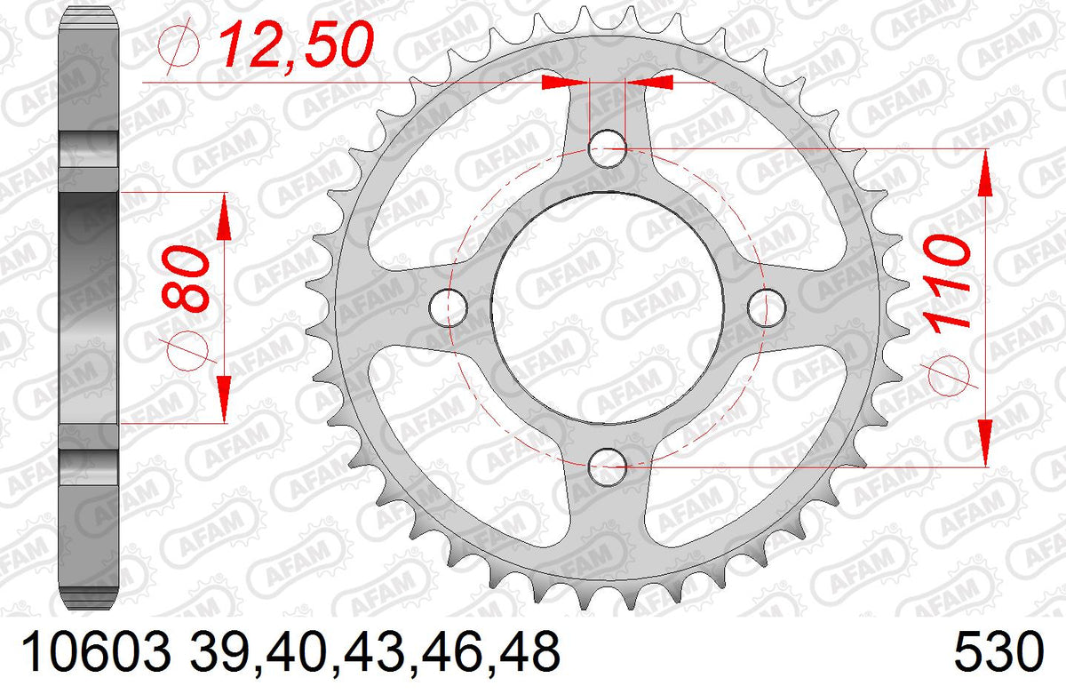 AFAM Tagumine hammasratas 10603-43, 43z, samm 530, teras