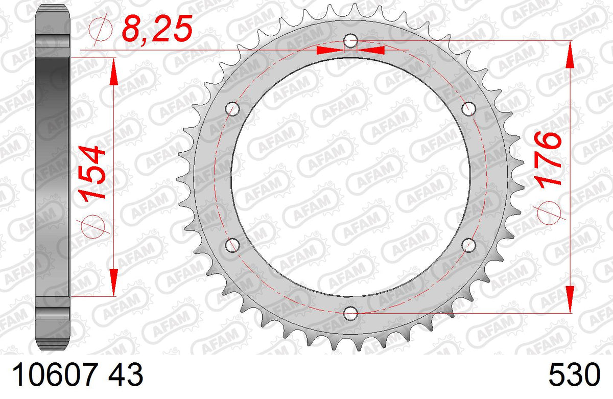 AFAM Tagumine hammasratas 10607-43, 43z, samm 530, teras