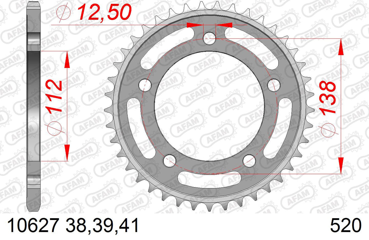 AFAM Tagumine hammasratas 10627-39, 39z, samm 520, teras