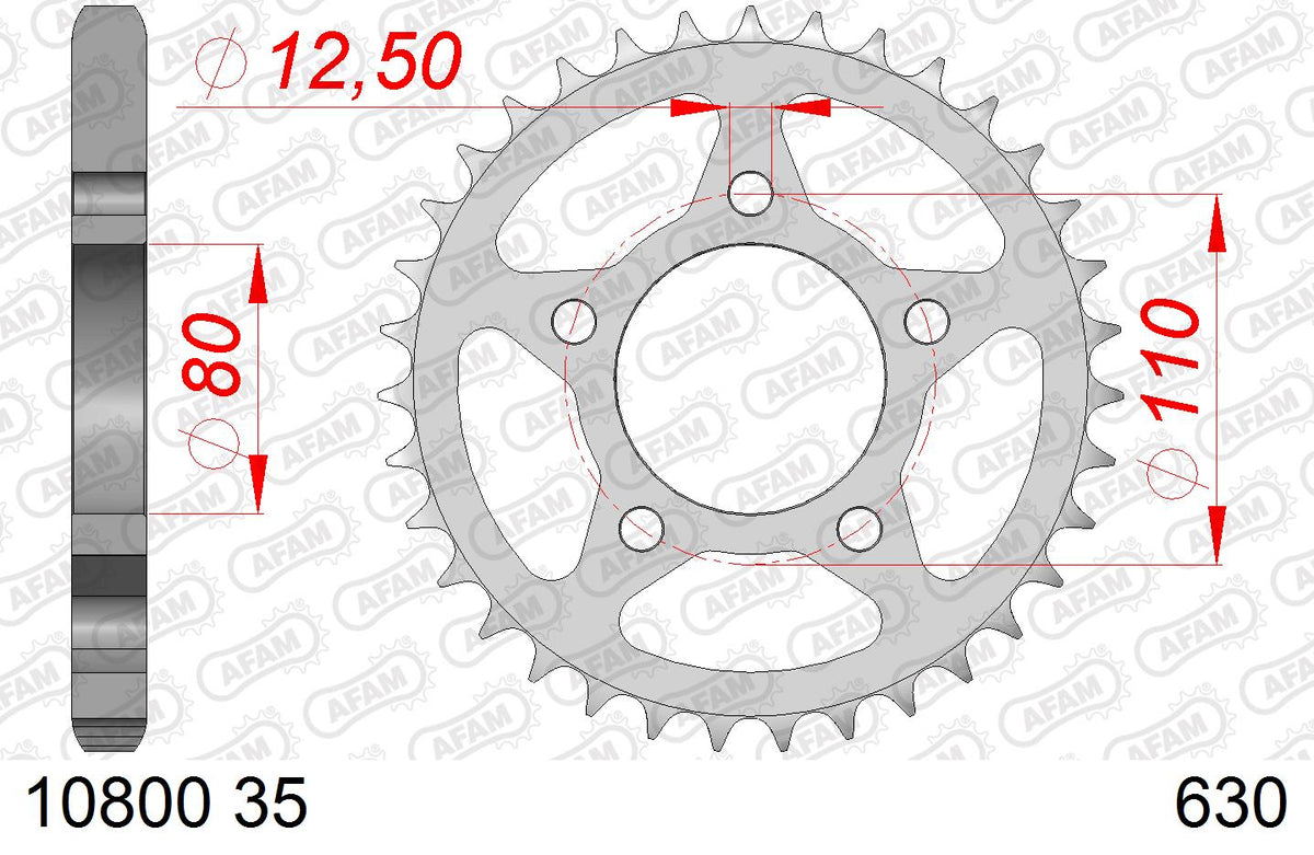 AFAM Tagumine hammasratas 10800-35, 35z, samm 630, teras