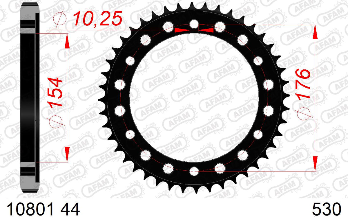 AFAM Tagumine hammasratas 10801-44, 44z, samm 530, teras