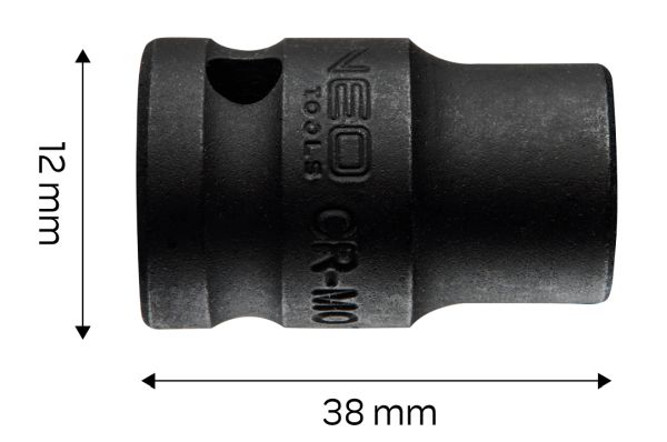 NEO Tools Löökpadrun 1/2, 12 x 38 mm, CR-MO