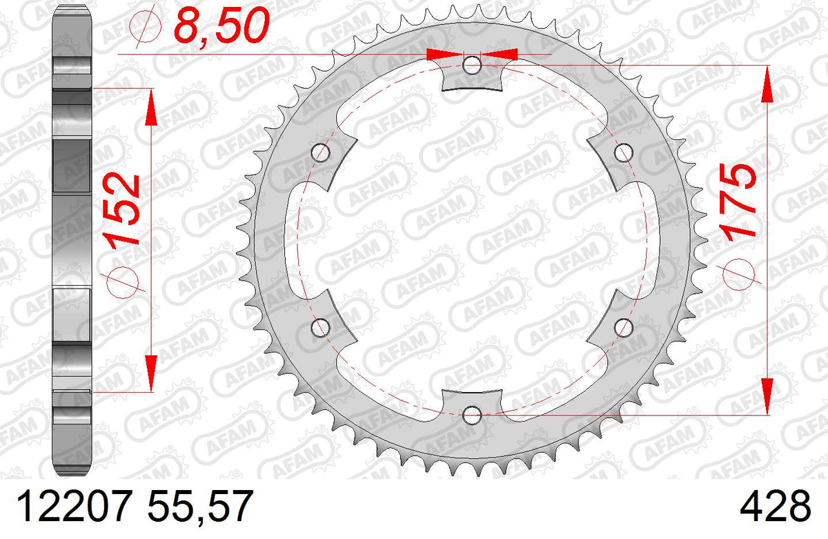 AFAM Tagumine hammasratas 12207-53, 53z, samm 428, teras