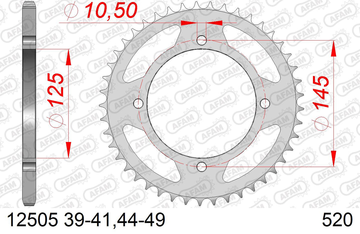 AFAM Tagumine hammasratas 12505-47, 47z, samm 520, teras