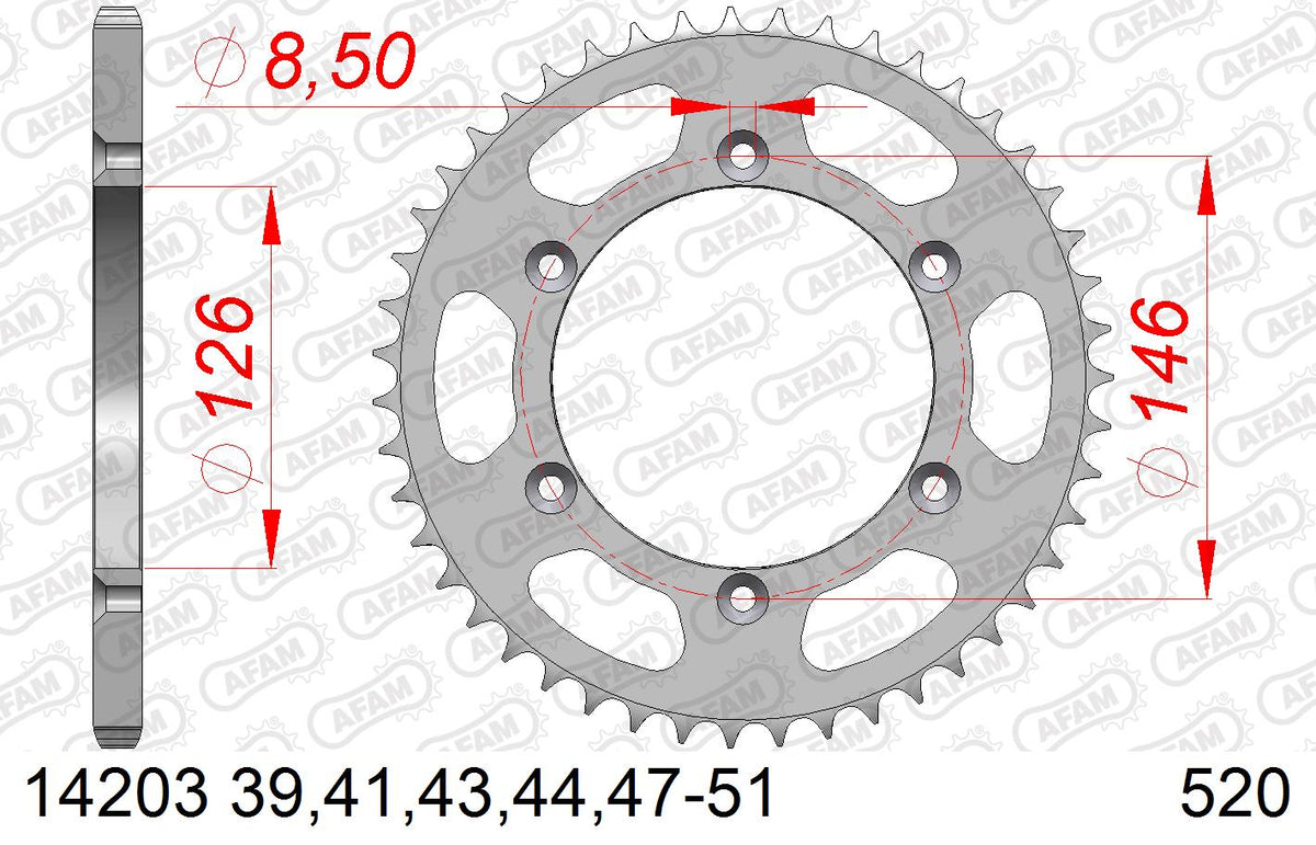 AFAM Tagumine hammasratas 14203-47, 47z, samm 520, teras
