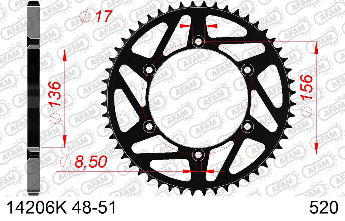 AFAM Tagumine hammasratas 14206K-51, 51z, samm 520, teras
