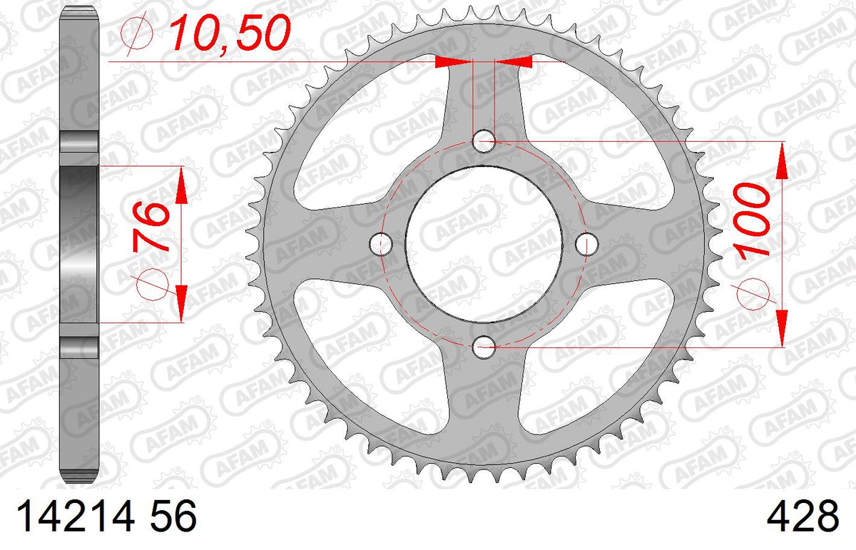 AFAM Tagumine hammasratas 14214-56, 56z, samm 428, teras