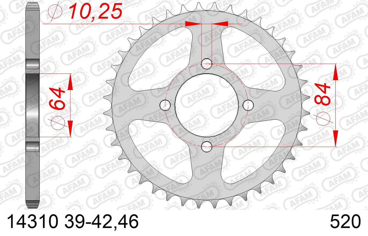 AFAM Tagumine hammasratas 14310-40, 40z, samm 520, teras
