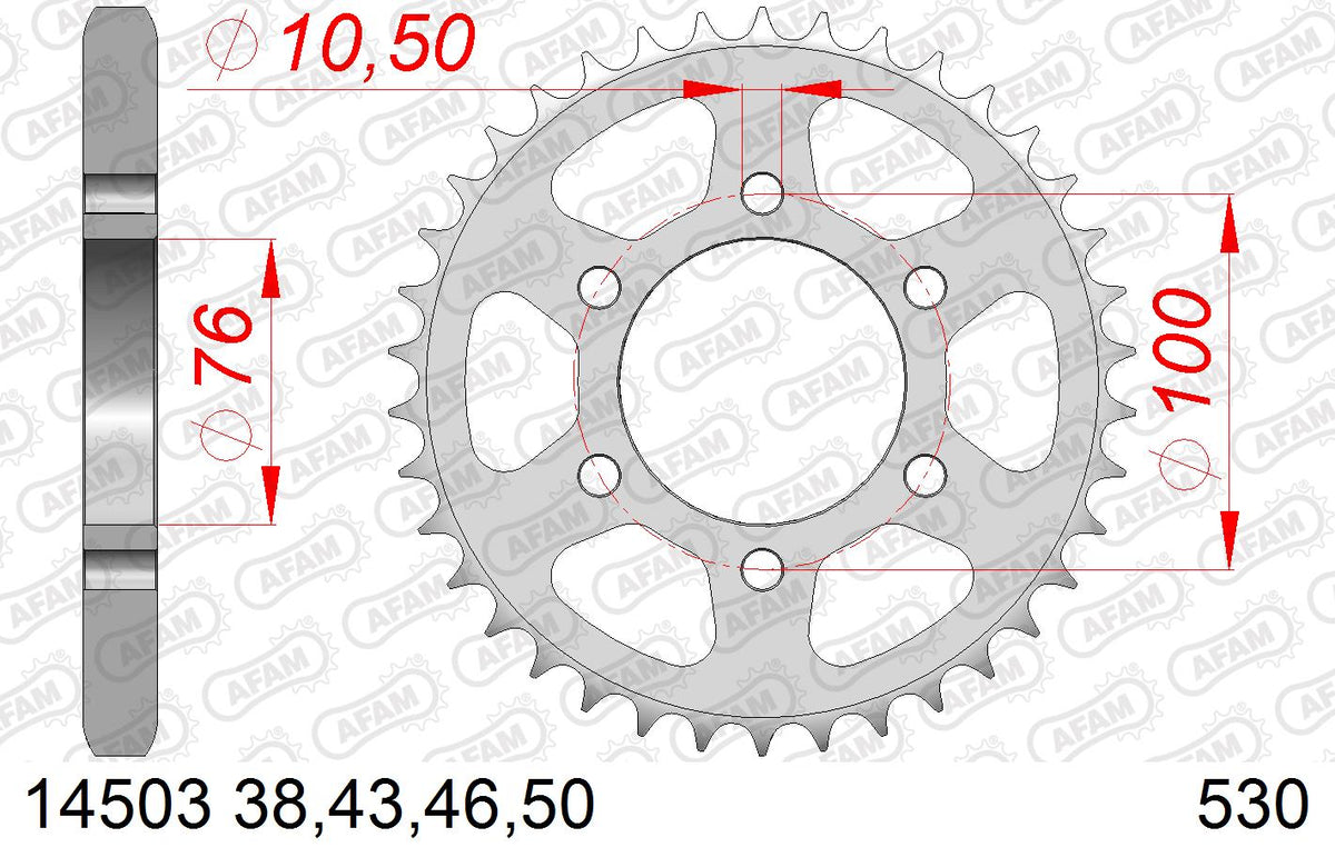 AFAM Tagumine hammasratas 14503-50, 50z, samm 530, teras