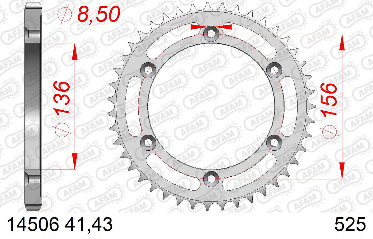 AFAM Tagumine hammasratas 14506-43, 43z, samm 525, teras