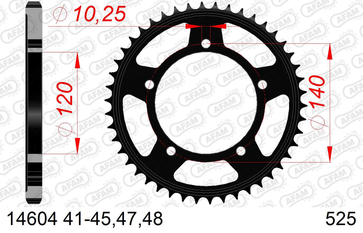 AFAM Tagumine hammasratas 14604-48, 48z, samm 525, teras