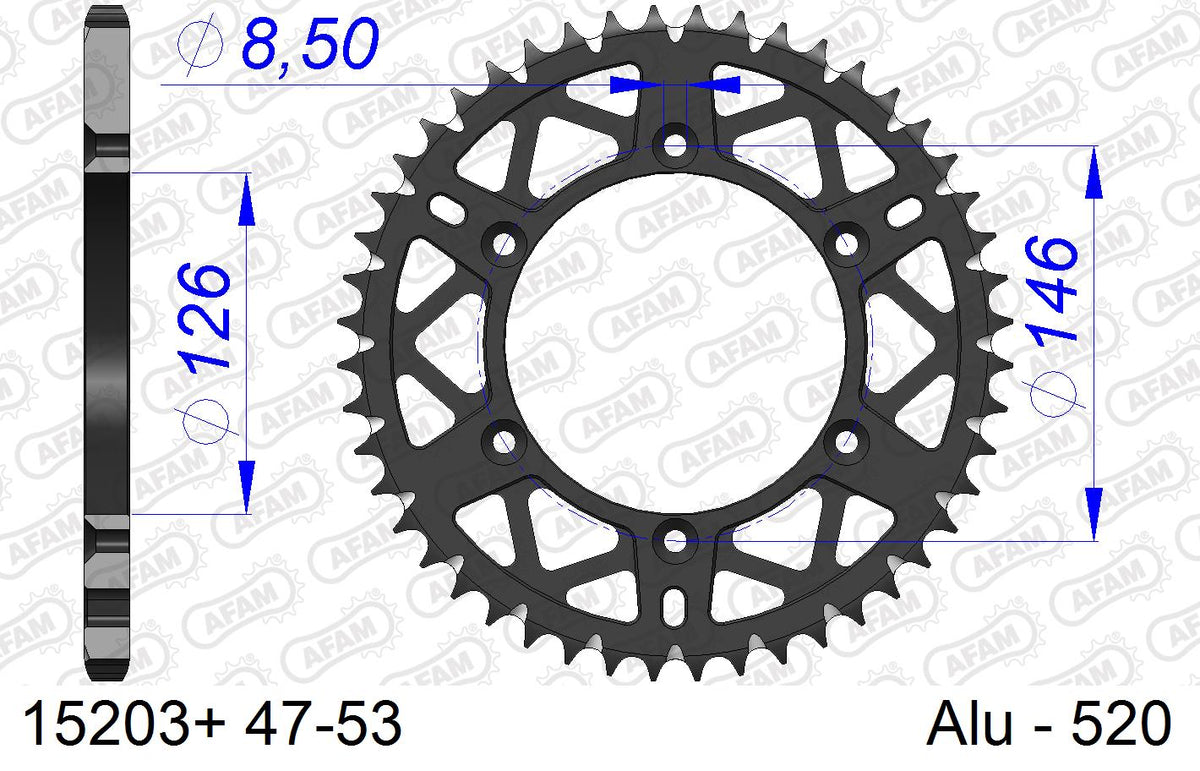 AFAM Tagumine hammasratas 15203+47, 47z, samm 520