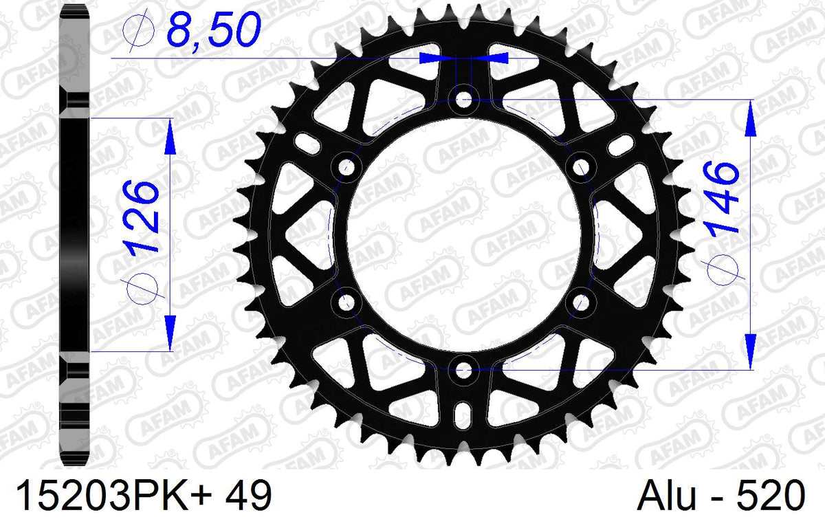 AFAM Tagumine hammasratas 15203PK+49, 49z, samm 520