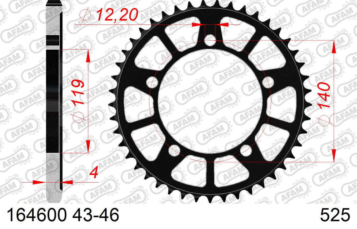 AFAM Tagumine hammasratas 164600-45, 45z, samm 525, teras