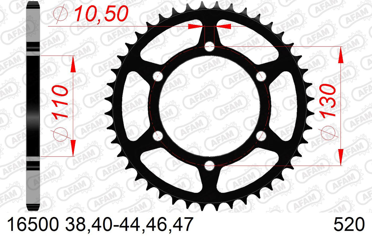 AFAM Tagumine hammasratas 16500-42, 42z, samm 520, teras