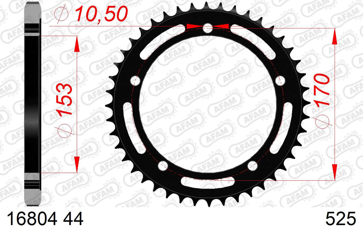 AFAM Tagumine hammasratas 16804-44, 44z, samm 525, teras