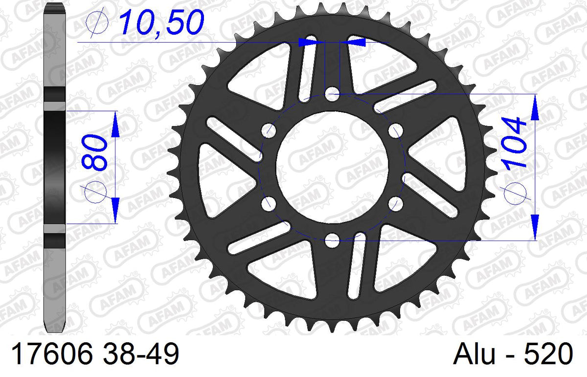 AFAM Tagumine hammasratas 17606-39, 39z, samm 520