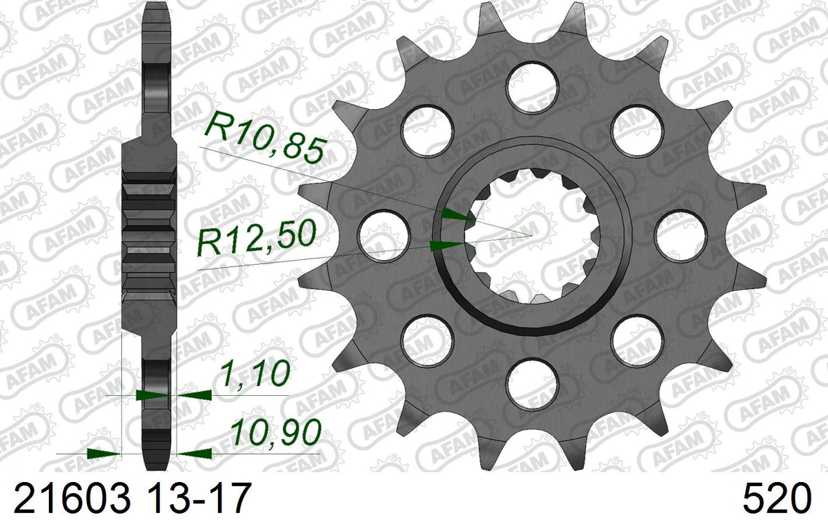 AFAM Eesmine hammasratas 21603-15, 15z, samm 520, teras