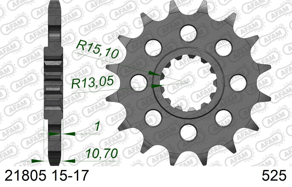 AFAM Eesmine hammasratas 21805-17, 17z, samm 525, teras