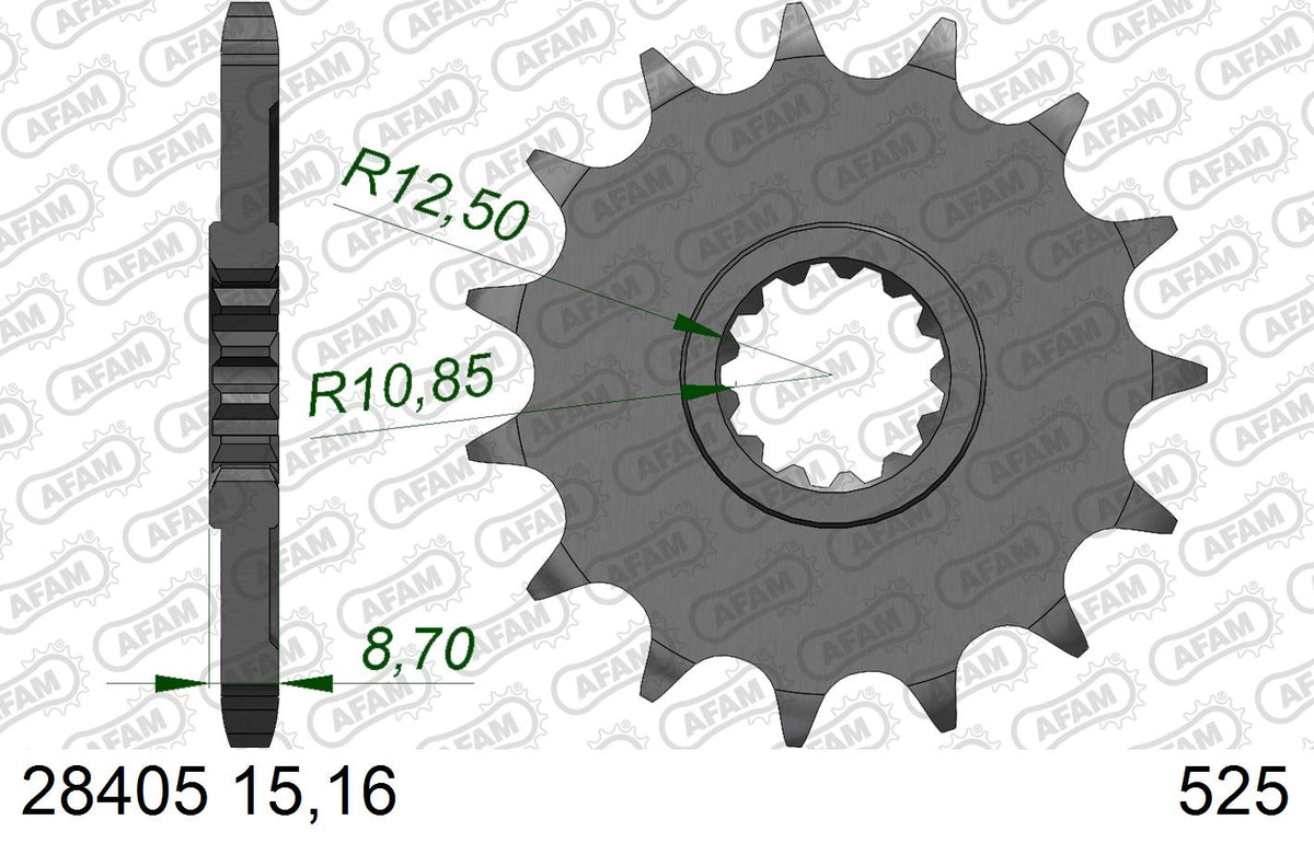 AFAM Eesmine hammasratas 28405-15, 15z, samm 525, teras