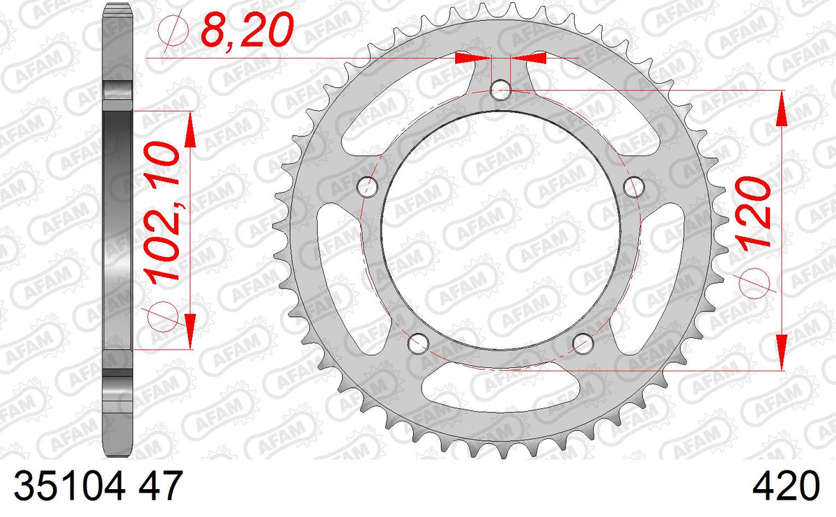 AFAM Tagumine hammasratas 35104-47, 47z, samm 420, teras