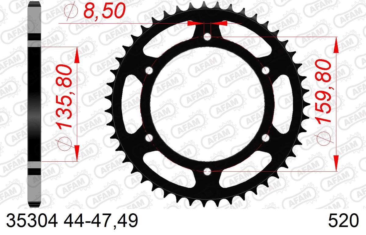 AFAM Tagumine hammasratas 35304-47, 47z, samm 520, teras
