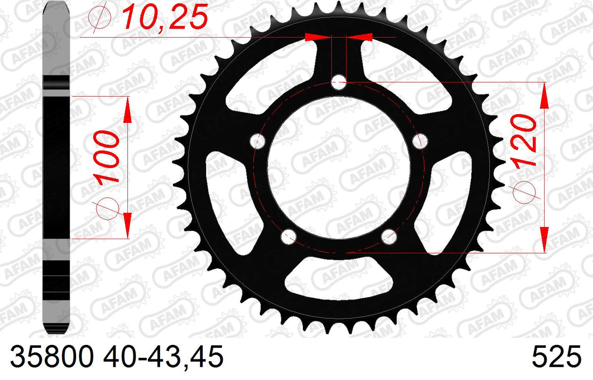 AFAM Tagumine hammasratas 35800-43, 43z, samm 525, teras
