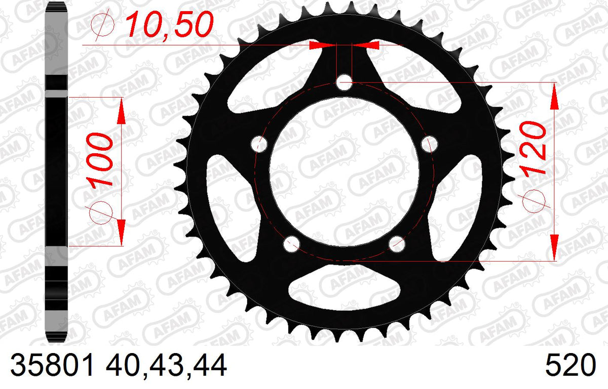 AFAM Tagumine hammasratas 35801-44, 44z, samm 520, teras