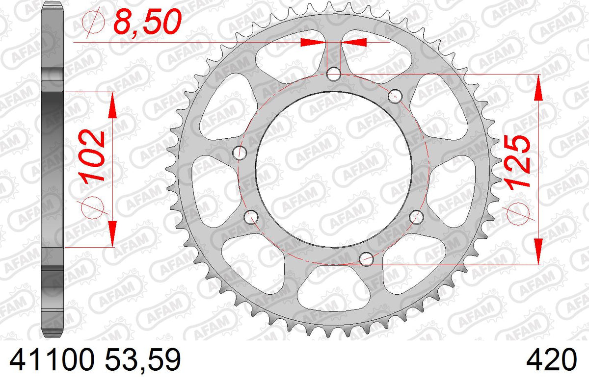 AFAM Tagumine hammasratas 41100-53, 53z, samm 420, teras