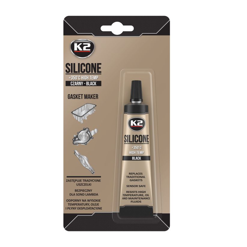 K2 Kõrgtemperatuurne vedelsilikoon, must, +350 °C, blister