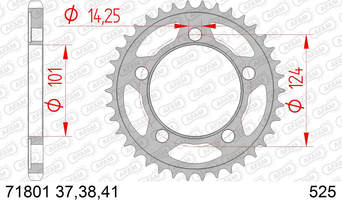 AFAM Tagumine hammasratas 71801-41, 41z, samm 525, teras