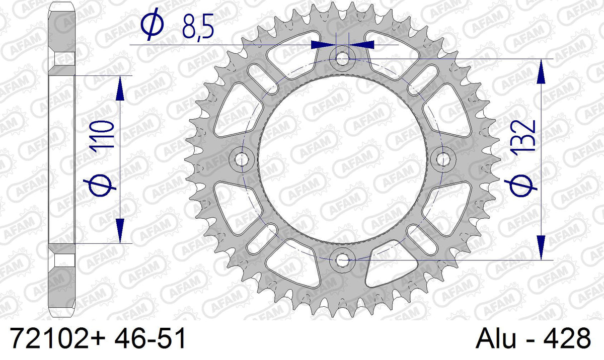 AFAM Tagumine hammasratas 72102+49, 49z, samm 428