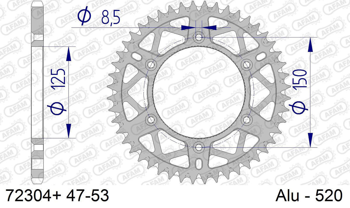 AFAM Tagumine hammasratas 72304+47, 47z, samm 520