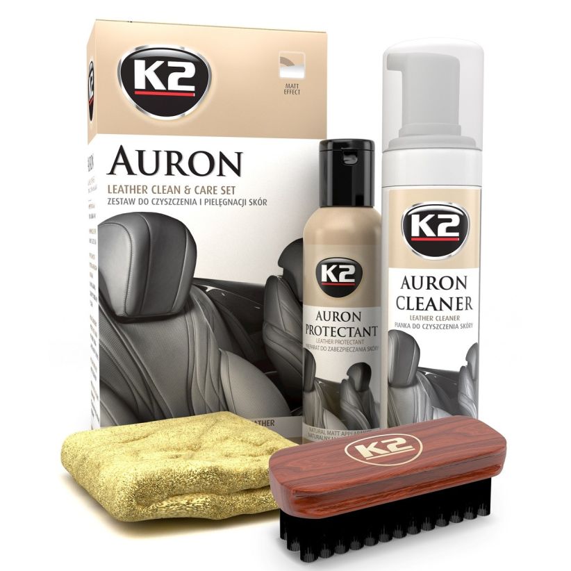 K2 Auron nahapolstri puhastus- ja hoolduskomplekt: Cleaner, Protectant, hari ja mikrofiiber