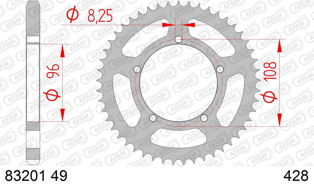AFAM Tagumine hammasratas 83201-49, 49z, samm 428, teras