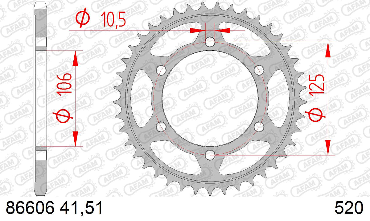 AFAM Tagumine hammasratas 86606-41, 41z, samm 520, teras