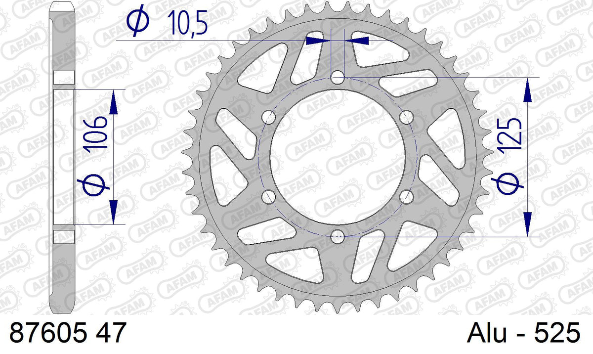 AFAM Tagumine hammasratas 87605-47, 47z, samm 525