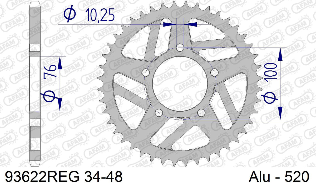 AFAM Tagumine hammasratas 93622-43, 43z, samm 520
