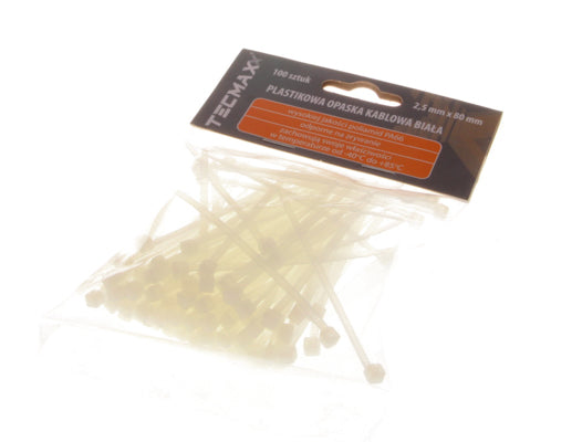 Tecmaxx Kaablisidemed 80 x 2,5 mm, valge, 100 tk