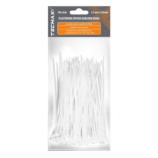 Tecmaxx Kaablisidemed 80 x 2,5 mm, valge, 100 tk