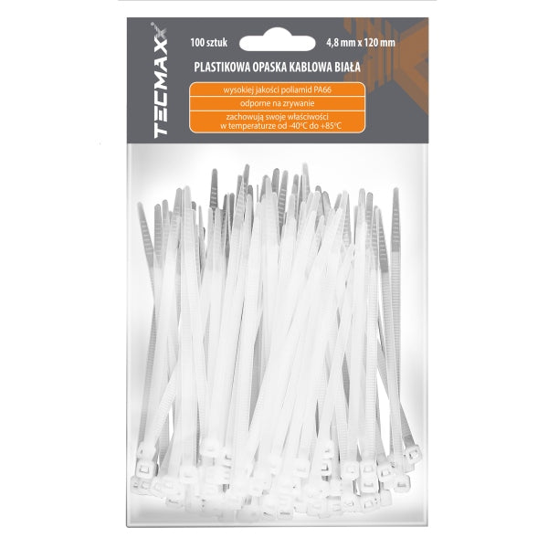 Tecmaxx Kaablisidemed 120 x 4,8 mm, valge, 100 tk