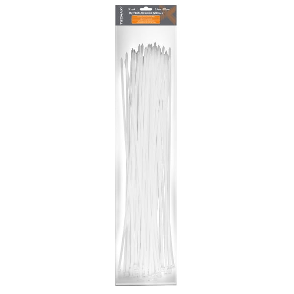 Tecmaxx Kaablisidemed 750 x 9 mm, valge, 50 tk