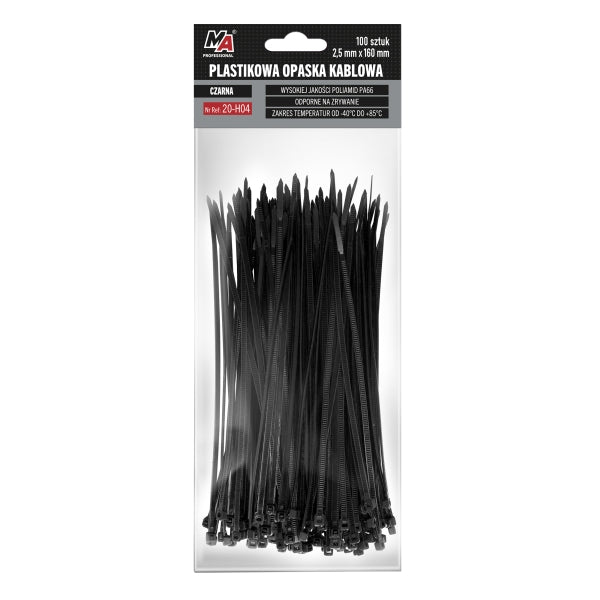 Moje Auto Kaablisidemed 2,5 x 100 mm, must, 100 tk