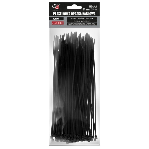 Moje Auto Kaablisidemed 2,5 x 120 mm, must, 100 tk