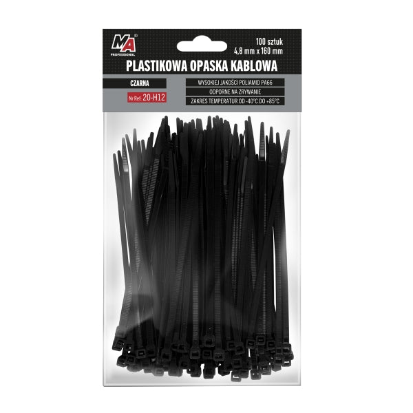 Moje Auto Kaablisidemed 3,6 x 370 mm, must, 100 tk