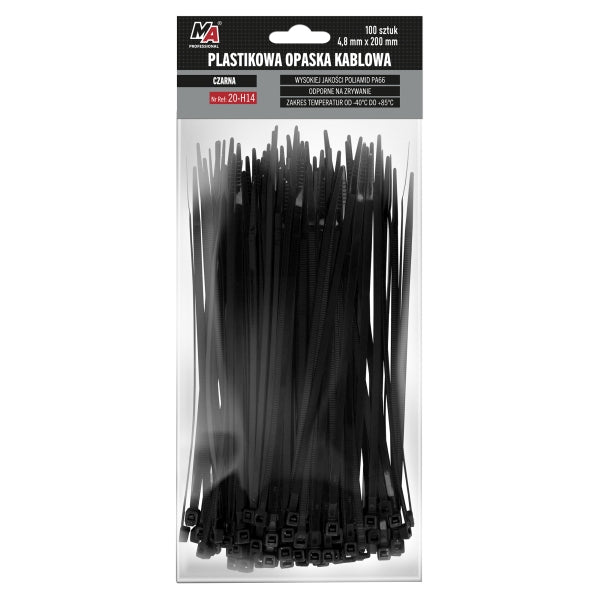 Moje Auto Kaablisidemed 4,8 x 160 mm, must, 100 tk